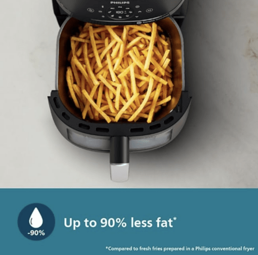 PHILIPS Air Fryer NA231/00 with touch panel, uses up to 90% less fat, 1700W, 6.2 Liter, with Rapid Air Technology (Black),Cooking window, Extra Large - Image 5